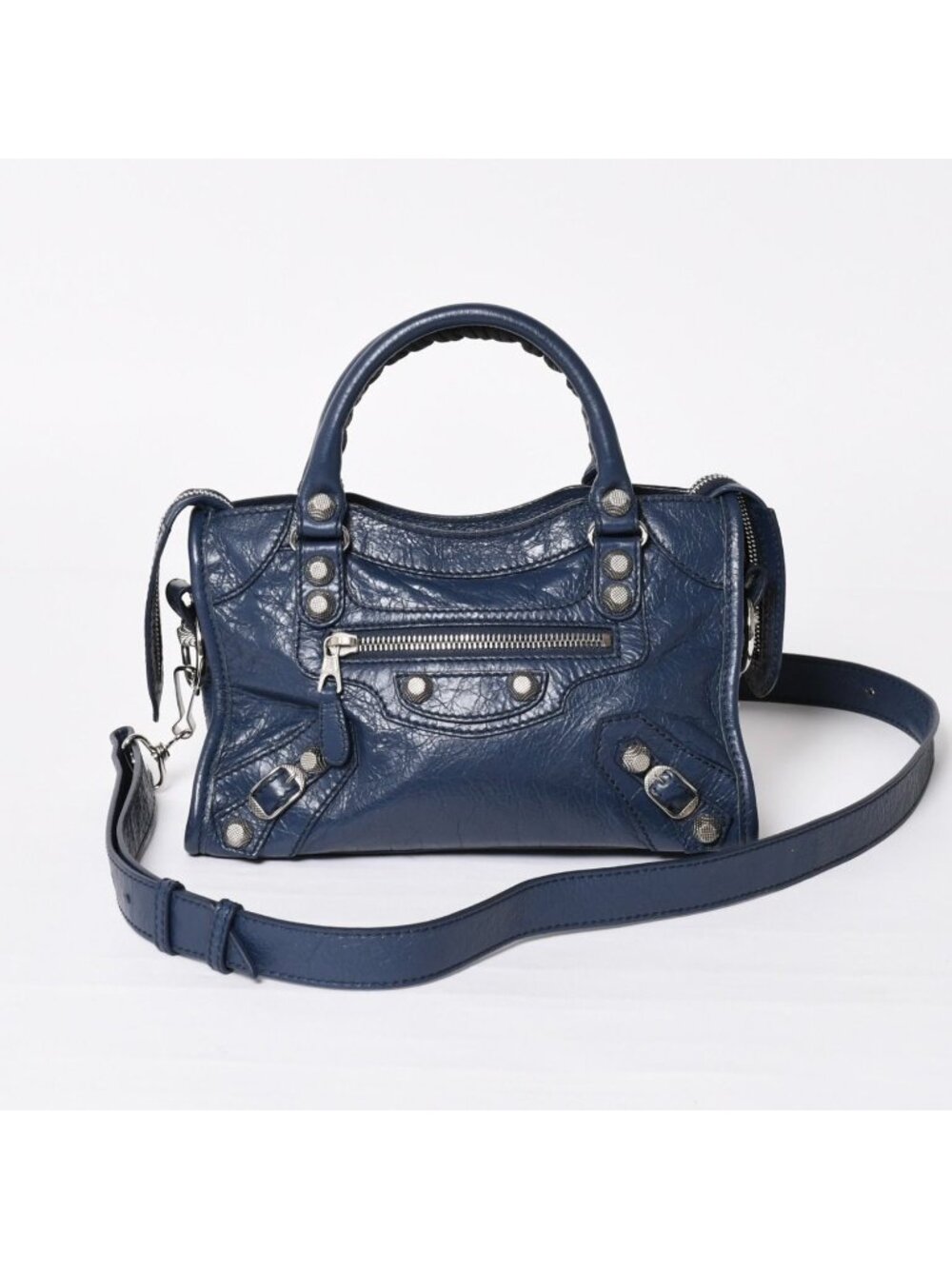 Balenciaga Classic Mini City 2-Way Handbag Navy